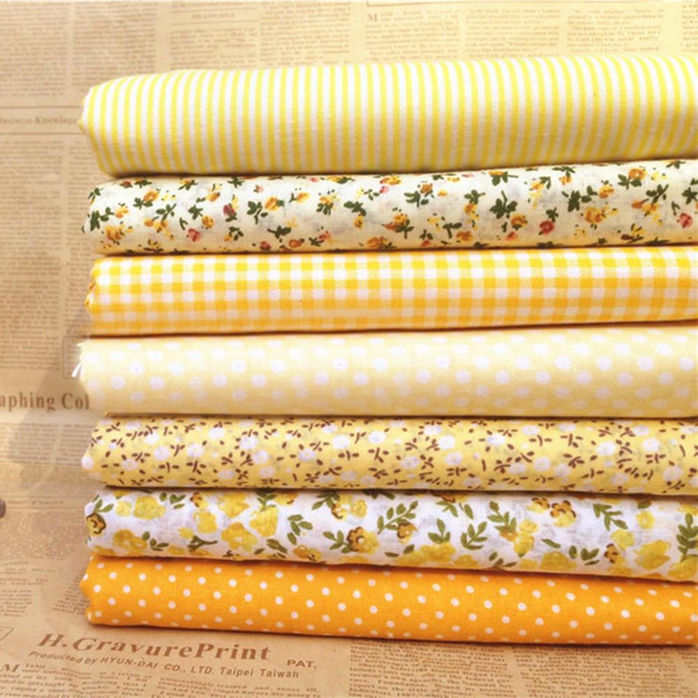 Thick Cotton Quilt Fabric Bundle Set 7 Assorted Colors with Precut Tabs