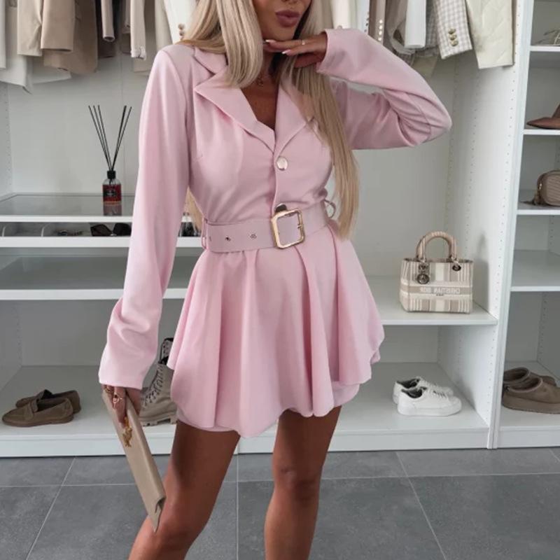 2025 Letní dámské zeštíhlující profesionální šaty s dlouhým rukávem