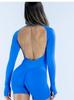 Matte Seamless Three-Layer Yoga Bodysuit with Chest Pads - Quick-Dry, Long Sleeve, European/American Style