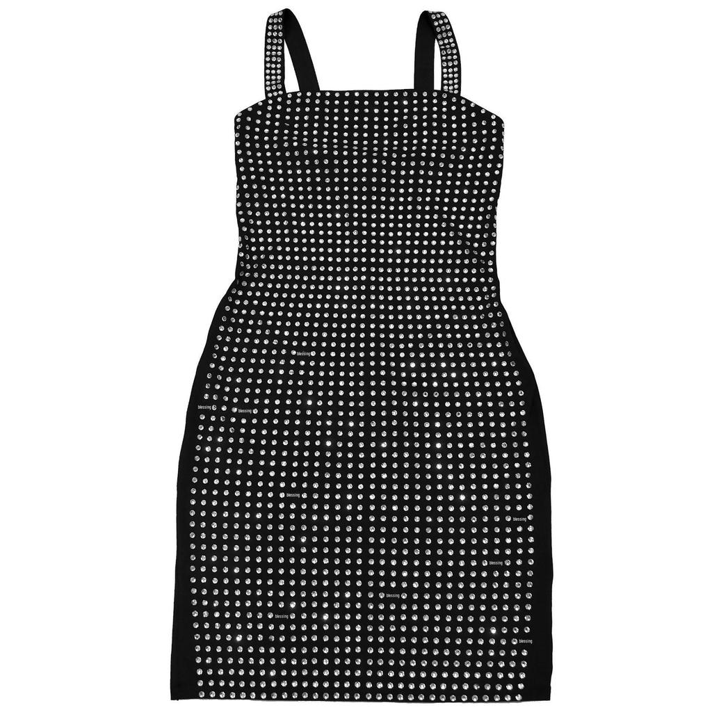 C7197 Women's Sexy Spaghetti Strap Bodycon Mini Dress with Hot Drill Details