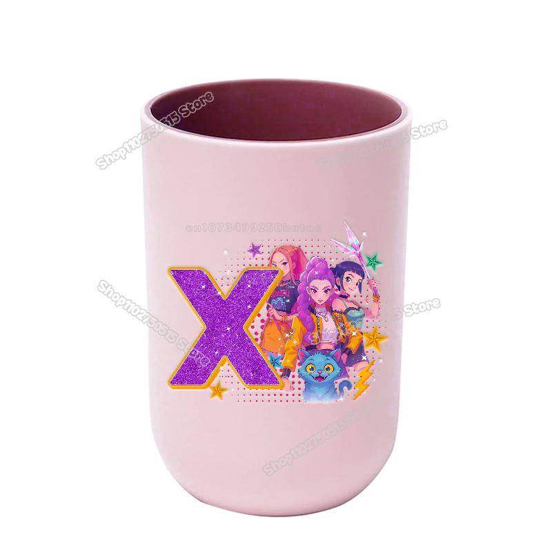 KPop Dämonenjäger Buchstabe A-Z Kinder Zahnbürstenbecher Rumi Mira Zoey Mädchen Mundspülbecher Trinkbecher Badezimmer Zahnbürstenhalter
