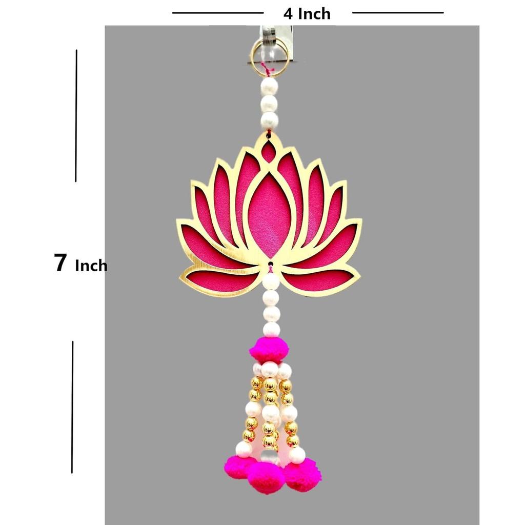 Handgefertigte Wanddekoration Lotus im Pompon-Stil (Set mit 8 Stück), Hängedekoration für Heimdeko, Diwali-Deko, Hochzeit und alle Festivaldekorationen | Lotus-Hänger