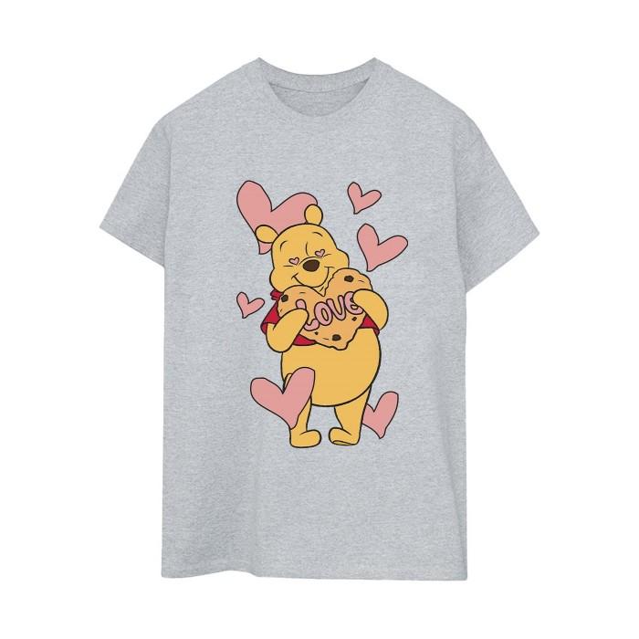 Winnie the Pooh Womens/Ladies Love Heart Cookie Boyfriend T-Shirt