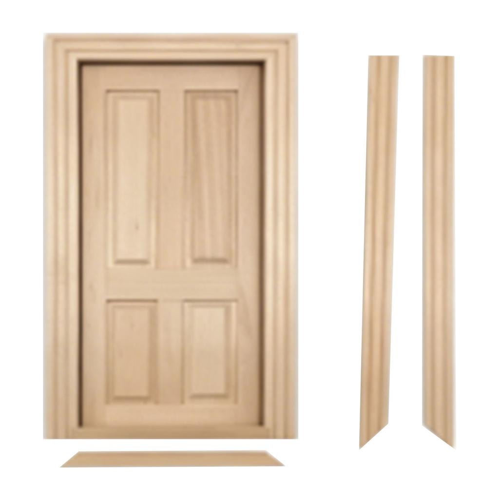 3PCS 1:12 Dollhouse ature Doors Wooden Int ior Front Doors for Dollhouse Furniture Accessories
