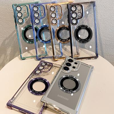 Samsung S25U Telefoonhoesje Airbag Anti-val Elektrogeplateerd S24P Magnetische Bevestiging Geschikt voor A53 en A56 Volledig Pakket Transparant Hoesje