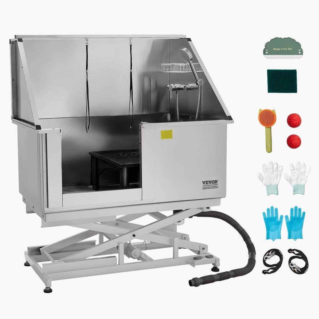 127 Cm Electric Dog Grooming Bath Tub Stainless Steel W Water Filter Left