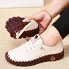 Fashion Spring and Autumn Fashion Paragraph Sneakers Non-slip Leather Shoes for Women Comfortable Slip On Sewing Thread
