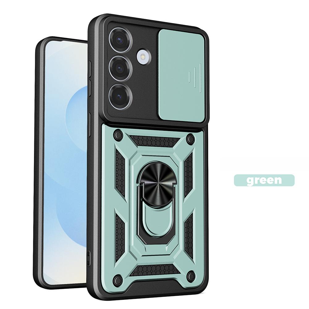 Lens Slide Camera Protect Armor Case For Samsung Galaxy S26 Ultra S2 Edge S24 S23 S22 Plus Phone Case Ring Holder Stand Cover