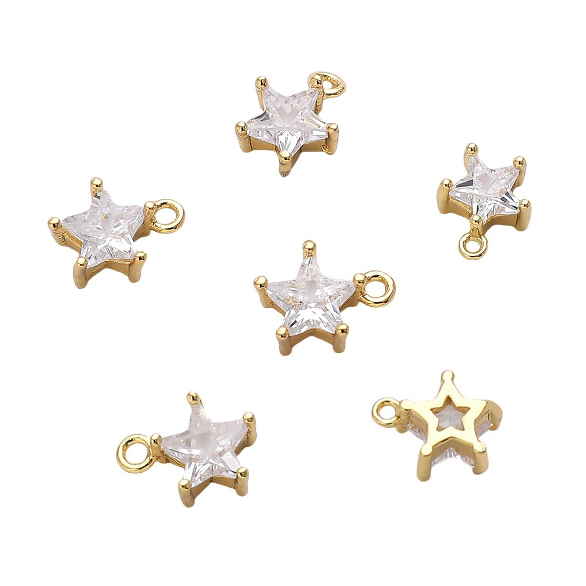 

1 шт./пакет медь микро инкрустированный циркон пентаграмма кулон для ювелирных изделий ручной работы DIY 9mm*1pcs золотой