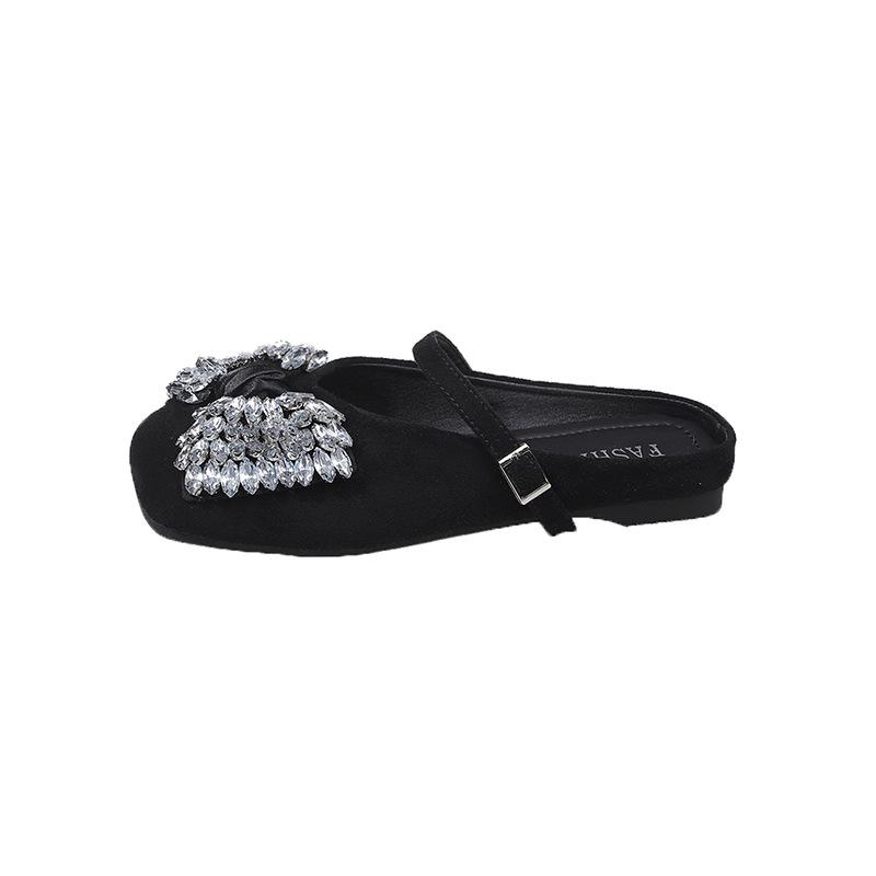 Elegant pointed head shallow mouth with red wedding shoes 2025 spring new exquisite rhinestone large size comfortable women's shoes