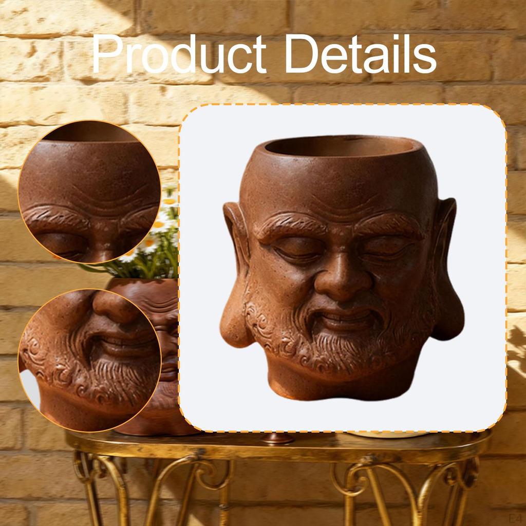 Buddha Head Flower Pot Chinese Bonsai Ornaments Indoor Plants Plant Traditional for Desk Garden