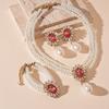 Flower Multilayer Jewelry Set Shining Women's Necklace Pearl Necklace Earring Set Women