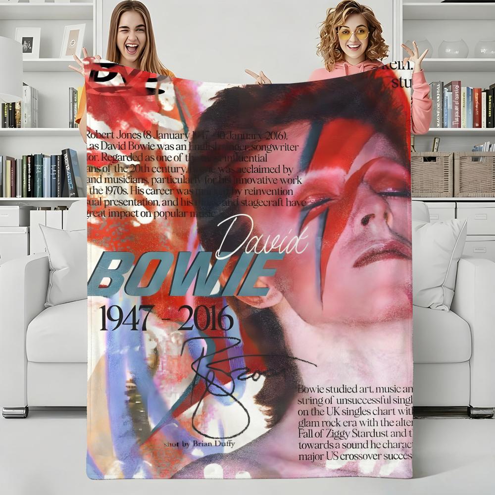 Music D-David Bowie Throw Flannel Blanket Perfect for Sofa Office Bed Travel Sleep Read Relax Camping Four Season Use