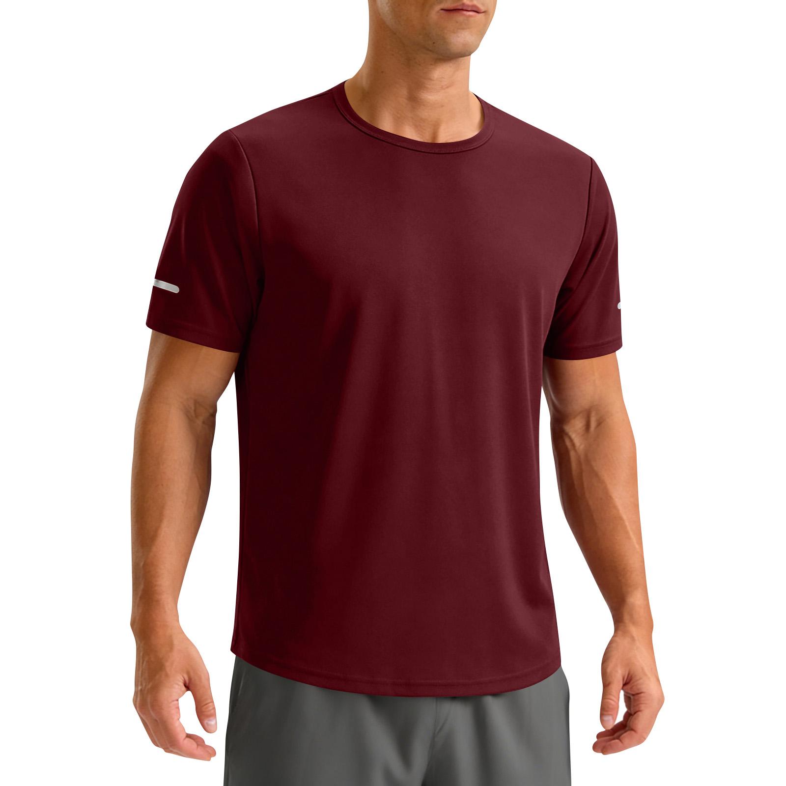 

Men s Round Neck T-Shirt, Men s Outdoor Sports And Fitness Top L винный