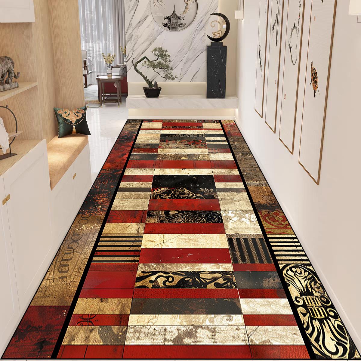 Tapete de Corredor de Hall de Luxo Estilo Nórdico Antiderrapante Lavável Passadeira Longa Tapete de Passagem Decoração Personalizável Tapete de Chão para Entrada 60x200cm 23.6x78in