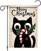 Christmas Garden Ag Black Cat Candy Cane 12x18 Inch Double Sided Outdoor Yard Banner for Holiday Winter Cute Kitty Festive WZZ