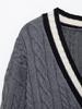 Spring 2025 Women's Fashion Cable Knit Cardigan - European & American Style