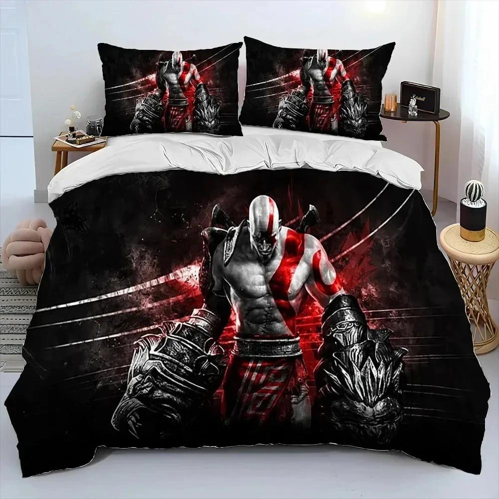 God of War Game Bedding Set Gamers Kratos Duvet Cover Set Boys Girls Twin Queen King Size Duvet Cover Pillowcase Bed Boys Adult