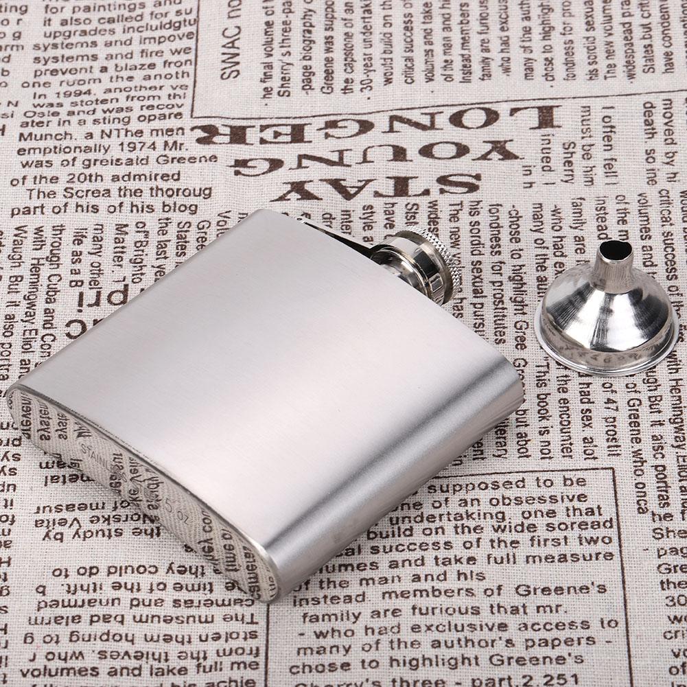 Portable Stainless Steel Wine Whiskey Flask Elegant Alcohol Bottle Cotainer with Funnel