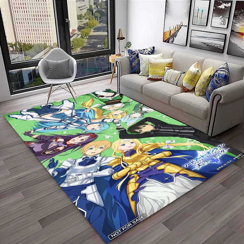 Sword Art Online SAO Novel Cartoon Carpet Rug for Home Living Room Bedroom Sofa Doormat Decor,kids Area Rug Non-slip Floor Mat