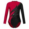 Long Sleeve Gymnastic Leotard for Girl Shiny Beads Flame Athletic Dance Bodysuit