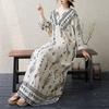 2025 Dame Pluss Størrelse Vår Lang Kjole Løs Basic Trykk Vintage Casual Blomstret Oversize Langermet Maxi