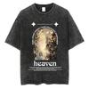 Men Fashion Washed T Shirt Streetwear Graphic Print Harajuku Hip Hop T-Shirt Summer Black Short Sleeve Cotton Loose Tops Tees