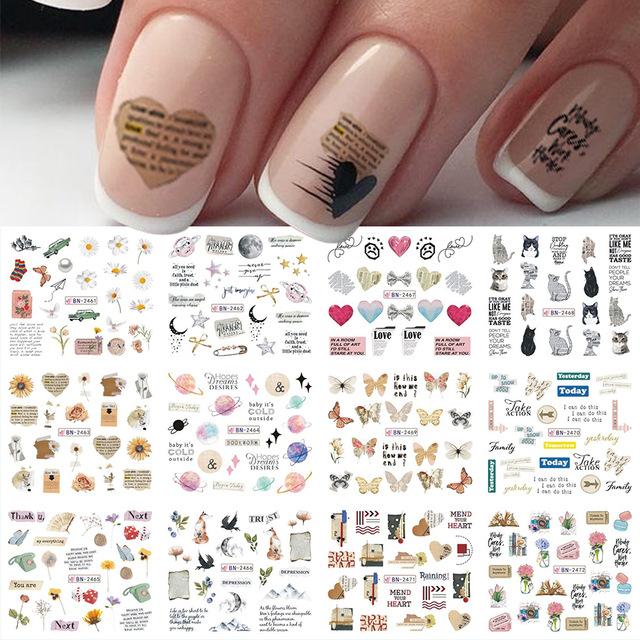Nail Art Stickers Valentine's Day Series Rose Love Lip Print Letters Love Tree Watermark Nail Stickers