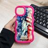 USA Amerikansk flagga Vågig kant TPU Mobilskal för iPhone 17 16 15 14 13 12 11 Air Pro Max Plus Färgglatt Fodral