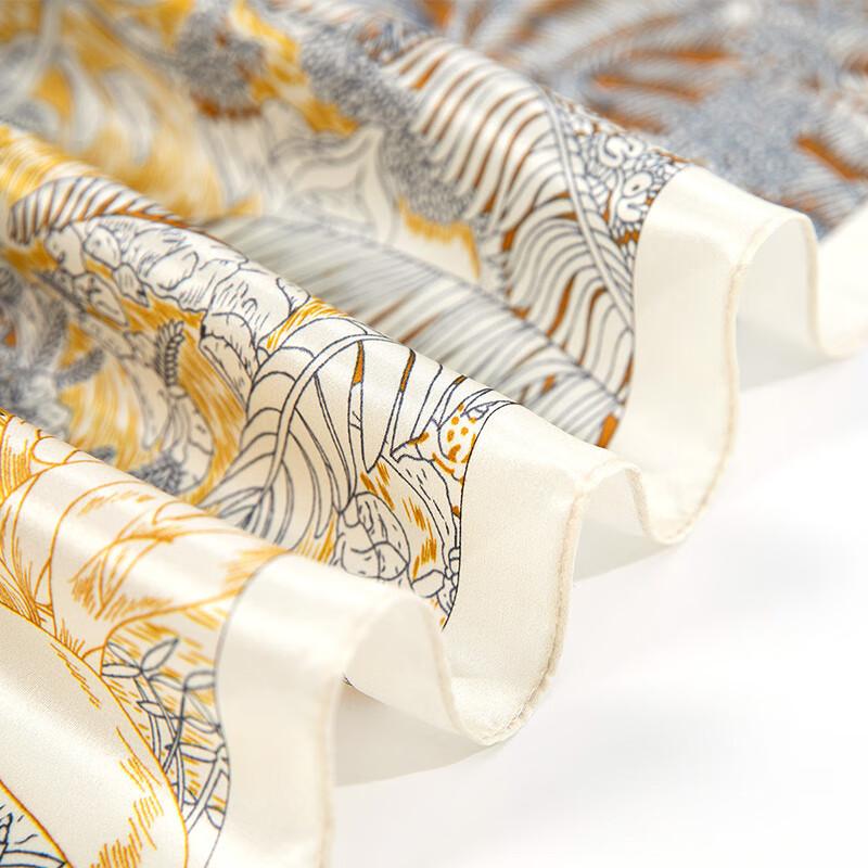 Heavyweight Pure Silk Scarf, 100% Mulberry Silk Large Square Scarf with Printed Design, Dual-Use Shawl And Scarf, Holiday Gift