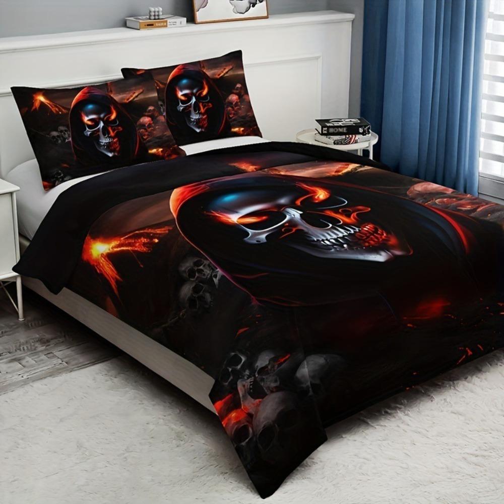 Dream Flame Skeleton Duvet Cover pillowcase Bedroom Decoration Children Gift adult Single Double bed Large SizeZip Duvet Cover