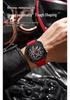 OFNS Men's Six-Needle Chronograph Quartz Watch with Luminous Bar Markers, Square Face, Waterproof, and Calendar.