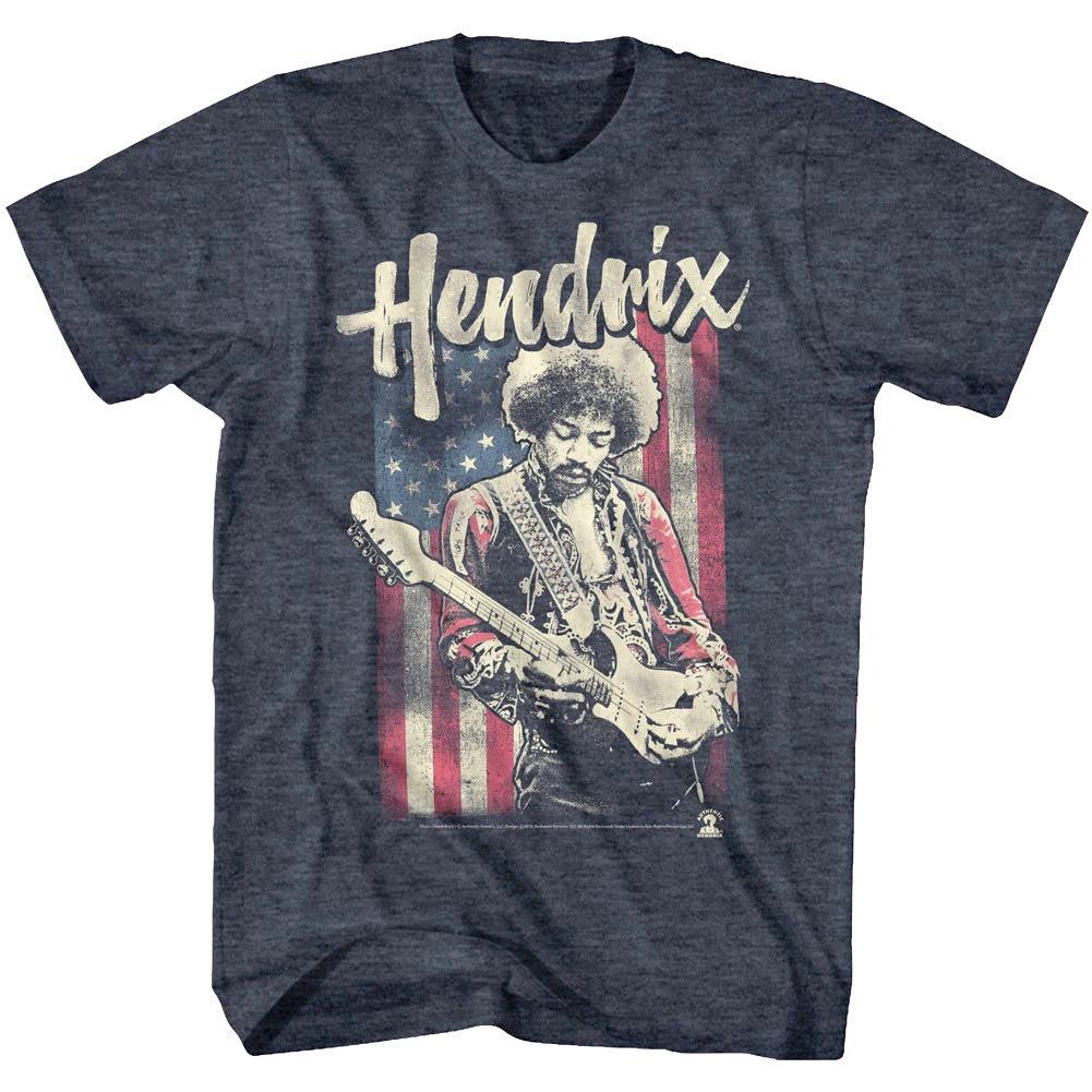 Jimi Hendrix Guitar American Flag Mens T Shirt Shredding USA Stars Concert Merch XL