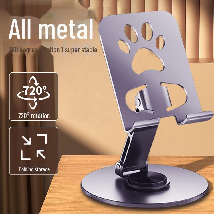 All-Metal Rotatable Tablet & Phone Stand with Foldable, Hollow Heat Dissipation Design