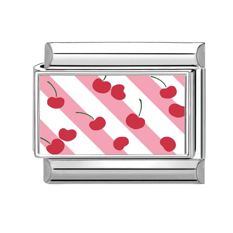 Fashion Pink Charm Car Rose Strawberry Cherry Heart Italian Links Fit 9mm Bracelets Bangle Stainless Steel DIY Making Jewelry