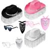 Carnival Rhinestone Cowboy Hat with Heart Sunglasses+Kerchief Set for Wedding