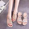 Fairy wind soft-soled sandals female summer flats 2025 new non-slip versatile rhinestone bohemian