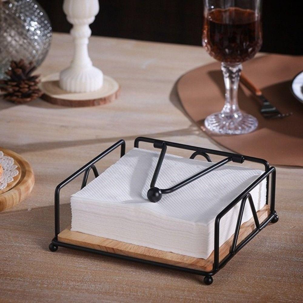 Metal Paper Towel Dispenser Square Napkin Stand Rack Sturdy Tissue Organizer  Home