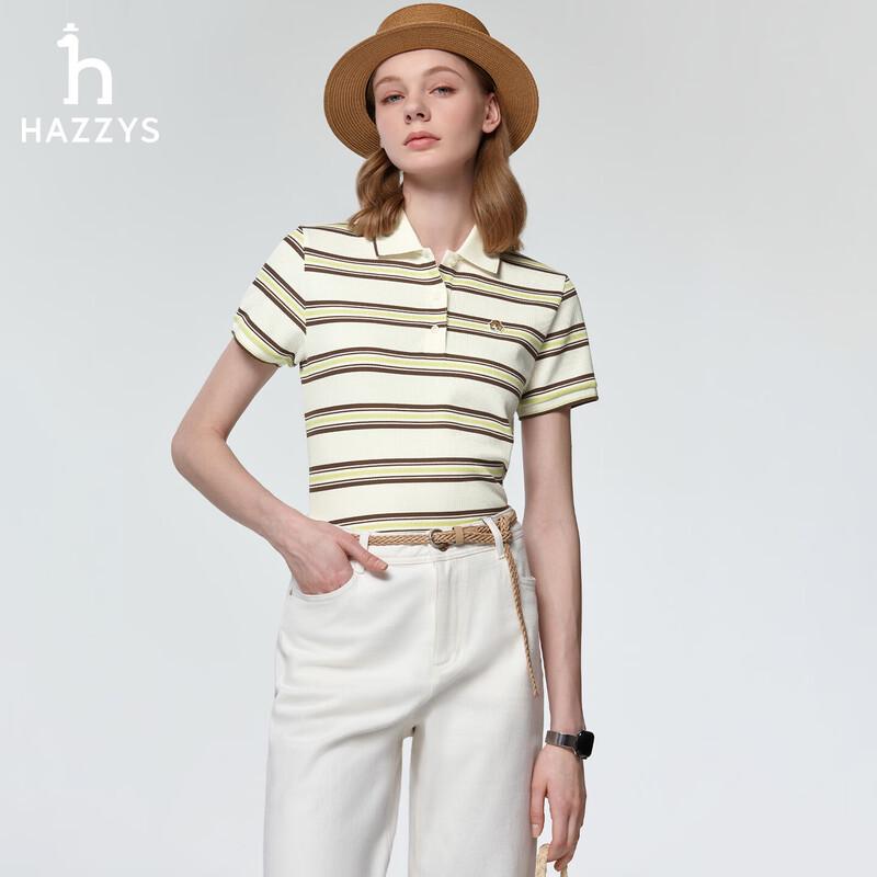 

HAZZYS Women s PHIZ Series Wide Stripe Color Block Polo Shirt M