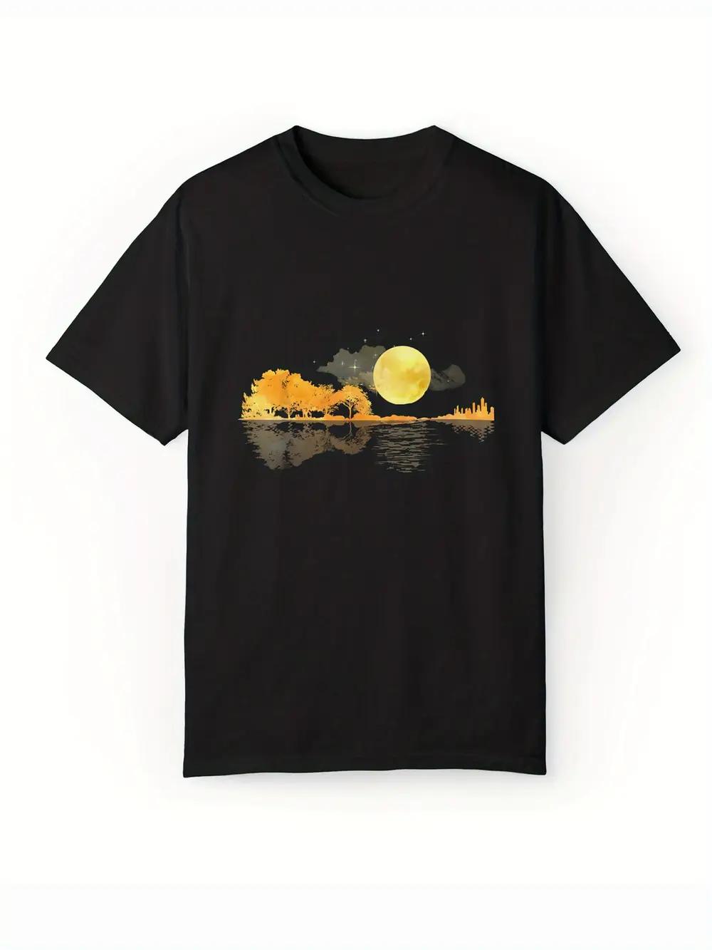 Moon Pattern Cotton T-shirt XXXXL