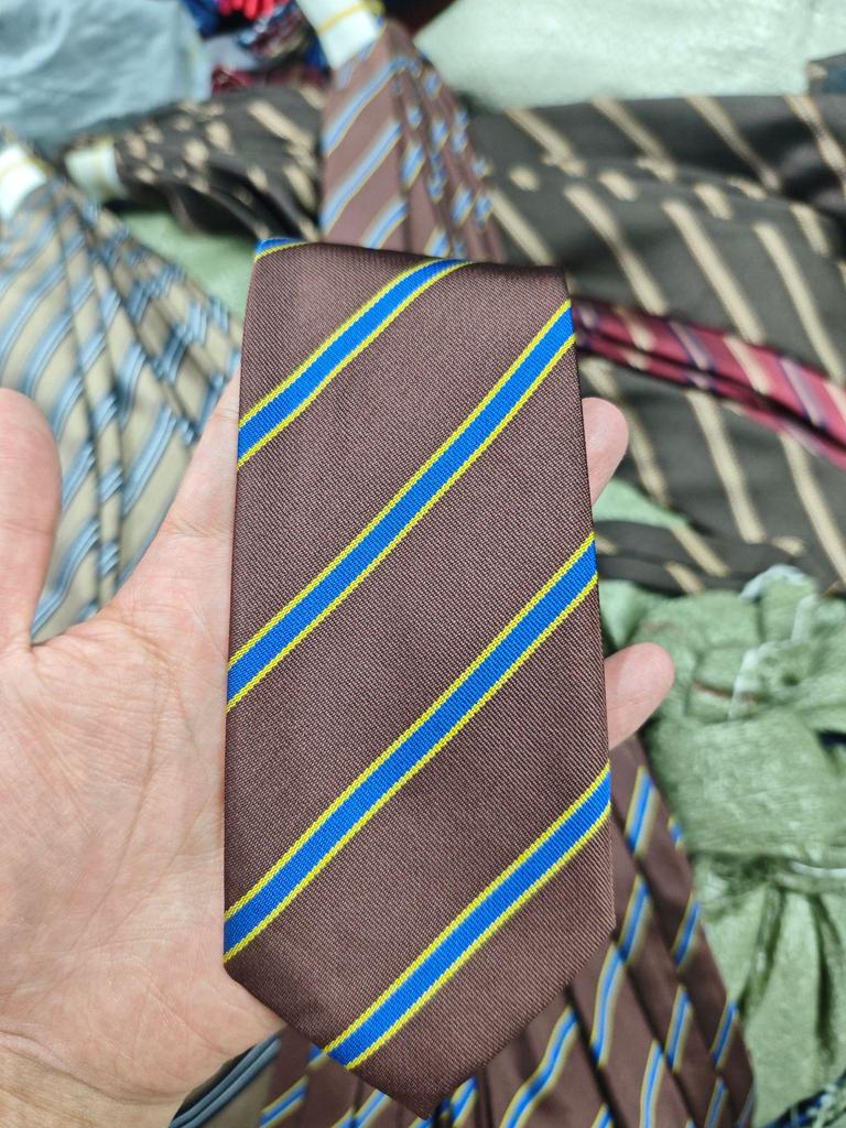 Unisex Japanese Academic Style Striped Tie In Coffee Khaki Brown for Students