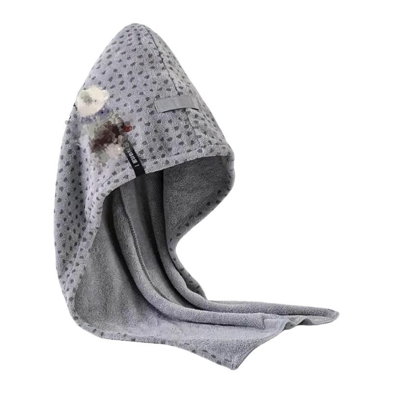 

French-Style Quick-Dry Hair Cap with Cartoon Embroidery, Wide Tail, and Water-Absorbing Soft Fabric. Green Embroidery Hair Cap