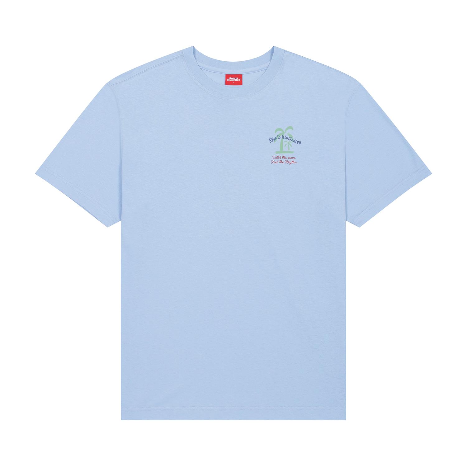Sports Illustrated Surfing Graphic Round T-Shirt (Sky Blue) S