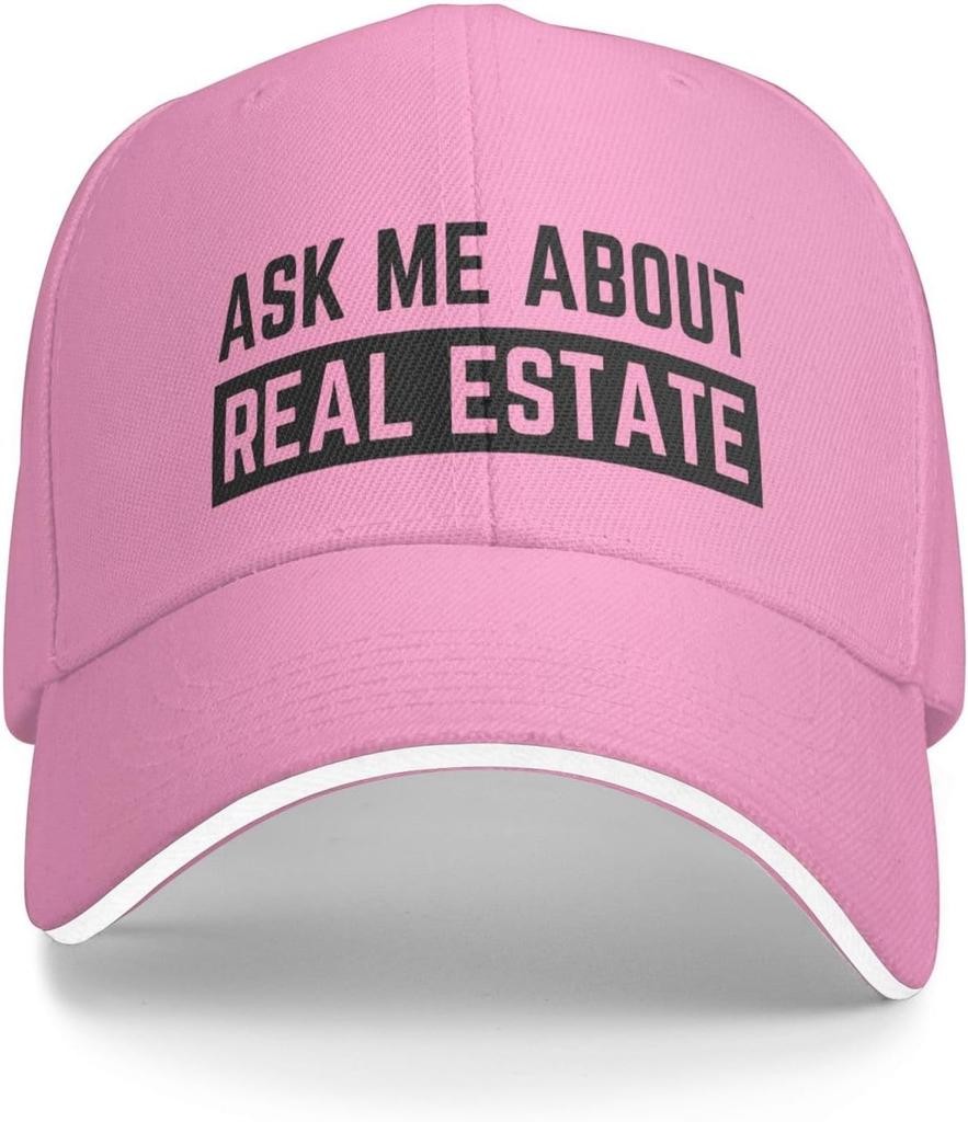 Ask Me About Real Estate Baseball Cap Polyester Adjustable Summer Outdoor Work Hat for Adult Unisex