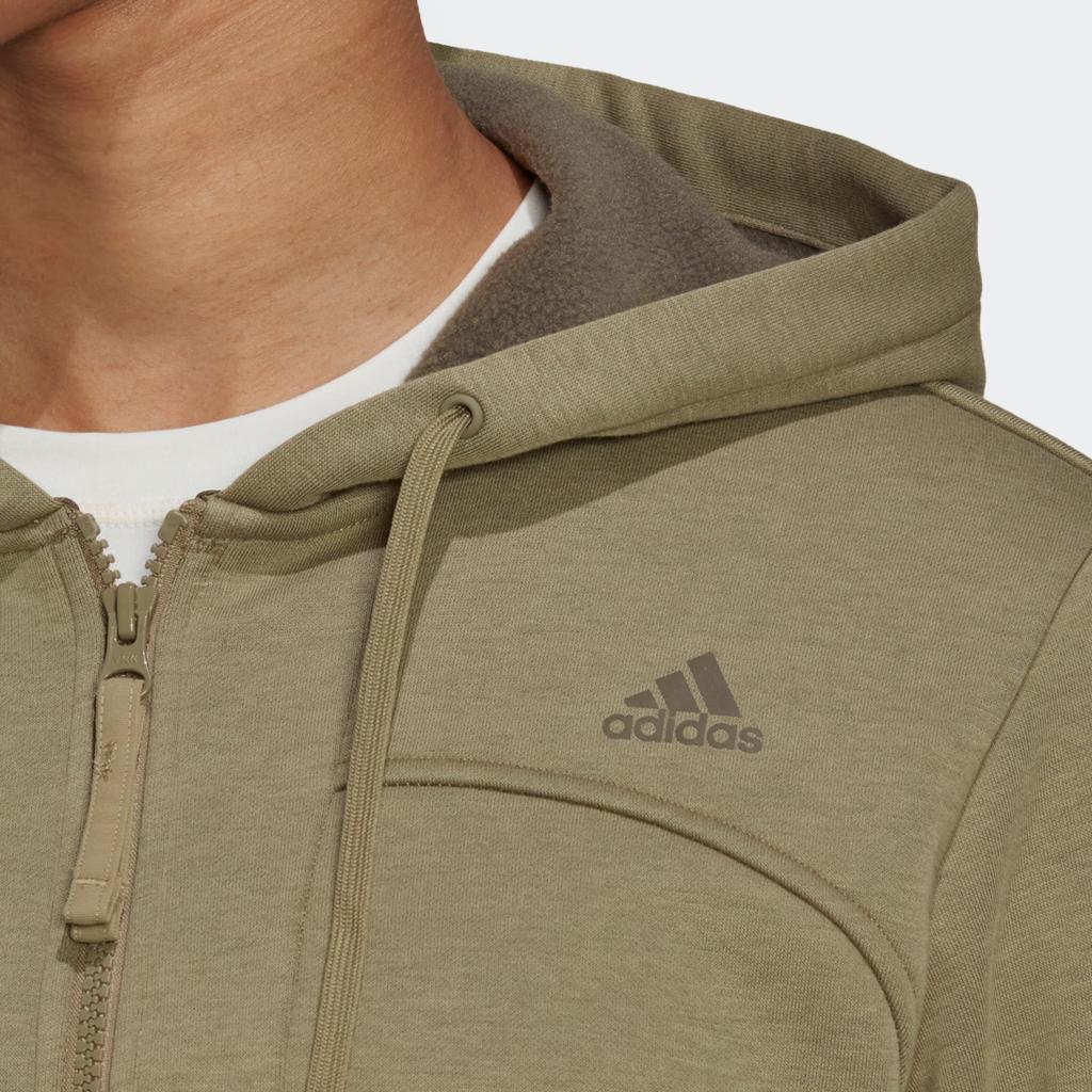 Adidas Womens Solid Color Logo Zip-Up Hoodie Jacket Women Jackets Green HY1018