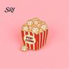 Anti-rust Brooch Cartoon Cat Popcorn Lapel Pin Cute Food Series for Bags Jackets Fashion & Backpacks Zinc Alloy Rust-Proof Unique Gift Kids