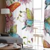 Retro Bunte Schmetterlinge Blume Chiffon Gardinen für Wohnzimmer Schlafzimmer Küche Dekoration Fenster Voiles Tüll Vorhang
