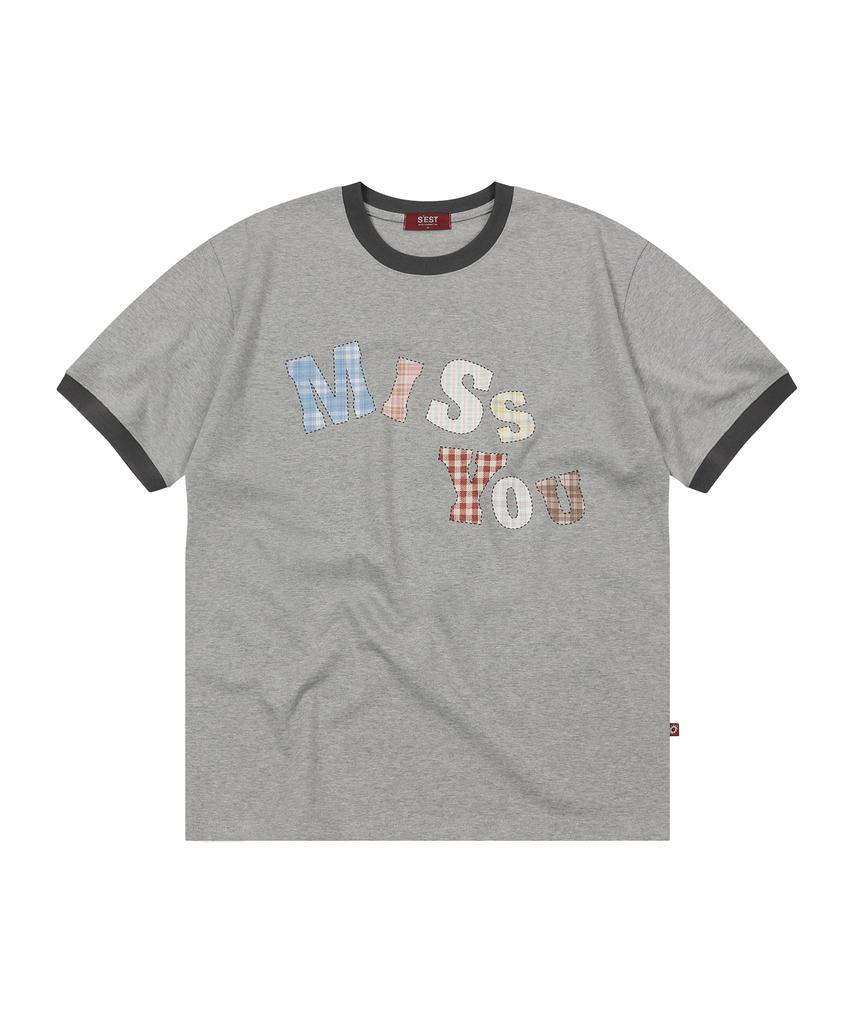 S'EST Miss You Ringer T-Shirts Gray