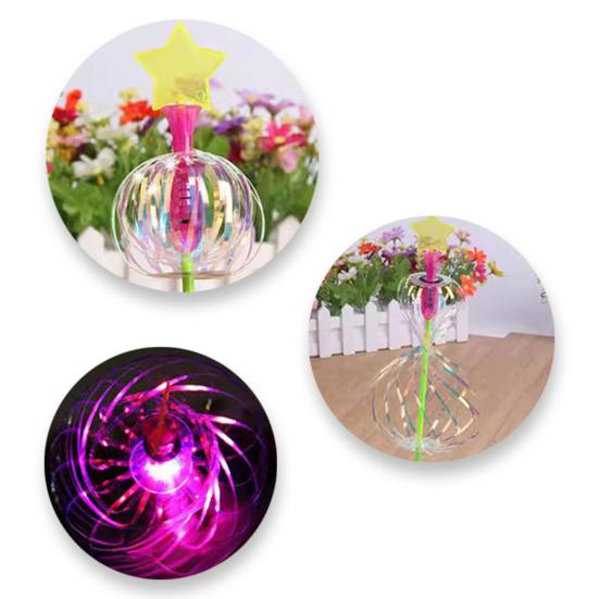 10Pcs Rainbow Spinner Toy Rainbow Twirler Stick Ribbon Fairy Wands Bright Glitter Wand Twirling Wand Light Up Spinning Toys for Festivals Party