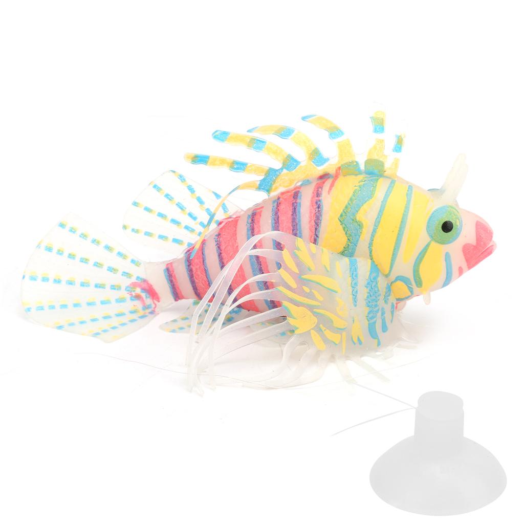 Lifelike Silicone Artificial Glowing Fish with Suction Cup for Aquarium Tank DecorationPink Orange